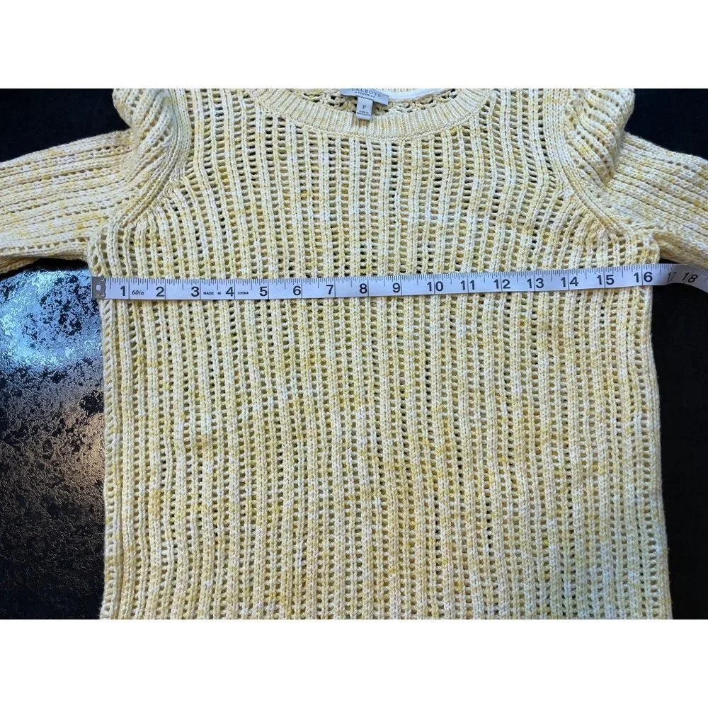 Talbots Yellow Open Knit Cotton Pullover Sweater Sz S - Picture 7 of 10